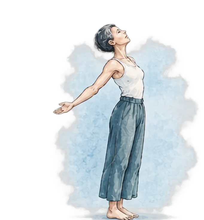 Debout, bras ouverts — Yoga adapté